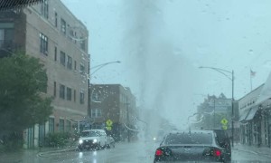 Storm Water Sprays From Chicago Sewer System