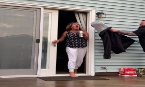 Scaring Mom with Zombie Head