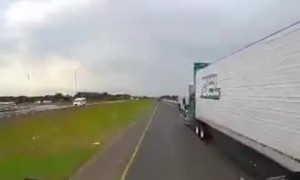 Truck Driver Forced onto Shoulder by Bad Driver