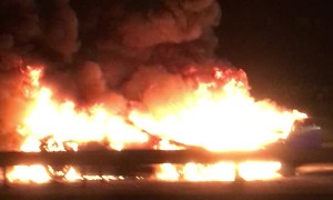 Flames Consume Multiple Car Accident