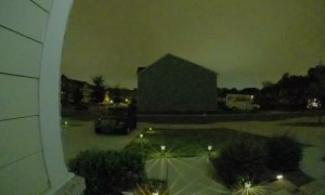 Powerfully Bright Lightning Bolt Strikes House