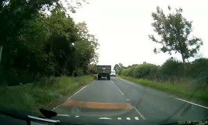 Tractor Hits Overtaking Van