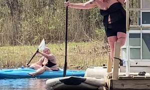Adventurous Amputee Hops On and Plops Off Paddle Board