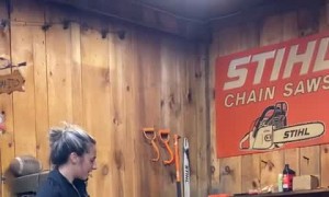 Chainsaw Comes Undone During Cut