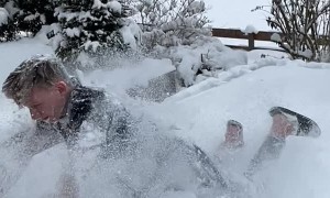 Trampoline Snow Landing