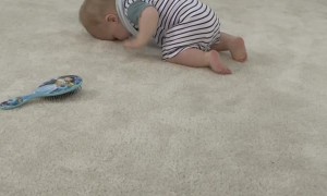 Baby Crawls Face First Across the Floor