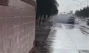 Pedestrian Showered by Passing Pick-up Truck