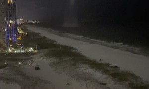 Water Spout Climbs onto Land and Dissipates
