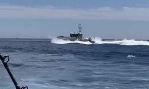 Spanish Maritime Patrol Boat Aggressively Passes Fishing Boat