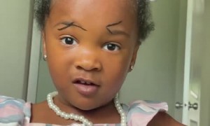 Little girl hilariously draws herself a new set of eyebrows