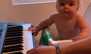 Baby Gus Grooves to Piano Playing
