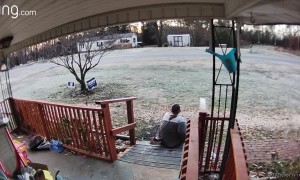 Icy Ramp Causes Small Slip