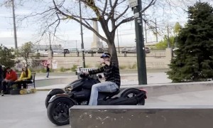 Man Wrecks Can-Am Roadster at Skatepark