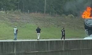 Trailer Burns on the Side of the Road