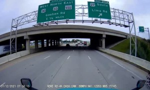 Car Spins Out Inches From Semi Truck