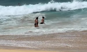 Strong Wave Slams Unprepared Swimmer Into the Sand