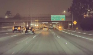 Honda Civic Takes Flight on Freeway