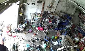 Worker Welding a Barrel Causes it to Explode into the Air