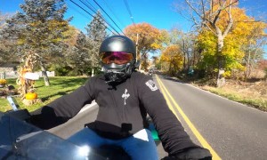 Deer Jumps Over Motorcyclist on Beautiful Fall Ride