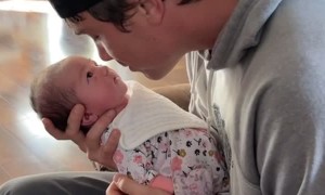 Infant Lifts Head for Nose Kisses