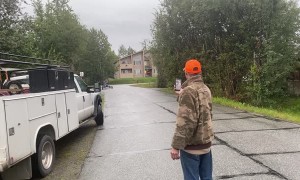 Paramotor Crashes Into Car