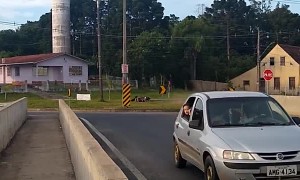 Motorcycle Miscalculation Sends Rider Flying