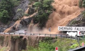 Flooding Waterfall Threatens Bridge