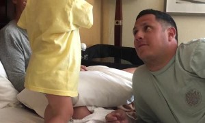 Surprised Toddler Throws Phone into Dad's Face