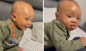 Baby hilariously prefers dad over mom