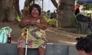 Lady Laughs When Skater Slips