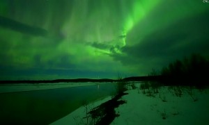 Real-Time Walk Under Northern Lights in Alaska