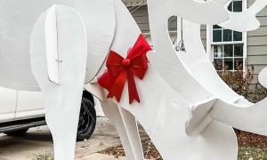 Woman Builds Massive 15ft Reindeer