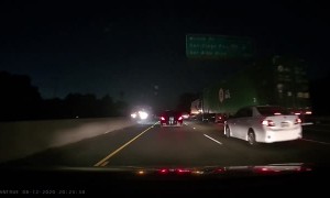 Hit Car Collides with Truck