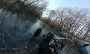 Kart Sinks Through Thin Ice