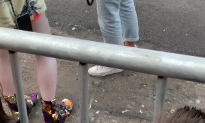 Little Girl Meets Margot Robbie as Harley Quinn on Movie Set