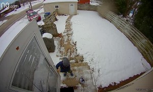 Father Falls While Transporting TV