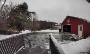 Slick Steps Cause Cautious Man to Slip