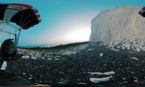 Incredible Two Way Sunset Cliff Base Jump