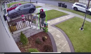 Man Slips and Falls Backwards on Front Steps