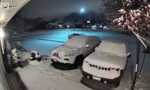 Son Slips in Slippers on Snow