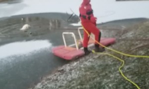Dog Rescued from Ice Covered Pond