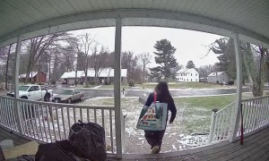 Icy Stairs Cause Christmas Presents to go Flying