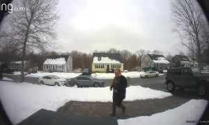 Clumsy Daughter Hits Face with Front Door