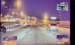 Tesla Car with Multiple Camera Angles Catches Rollover