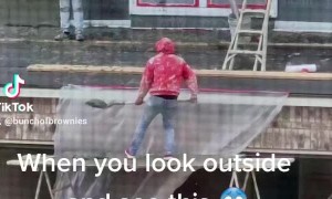 Construction Workers Tossing and Catching Mortar