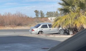 Driver Leaves Gas Station on 3 Wheels