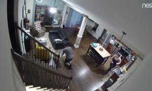 Man Bounces Down Stairs on His Back