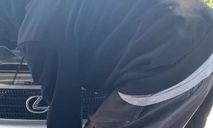 Car Hood Falls and Slams Hand Shut Inside