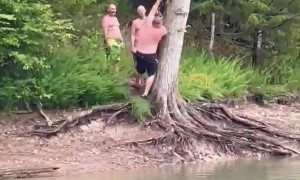 Rope Swing Fail Ends in Painful Fall