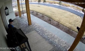 Kid Slips and Skids Down Stairs